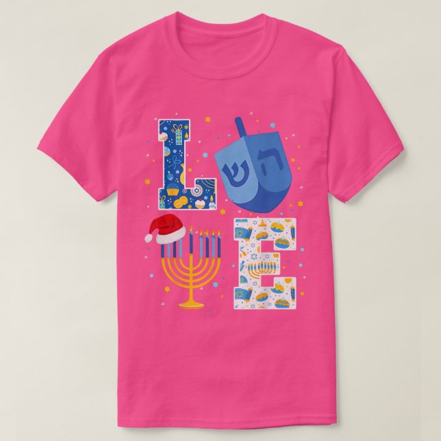 Camiseta Love Hanukkah Decorations Dreidel Menorah Chanukah (Diseño del anverso)