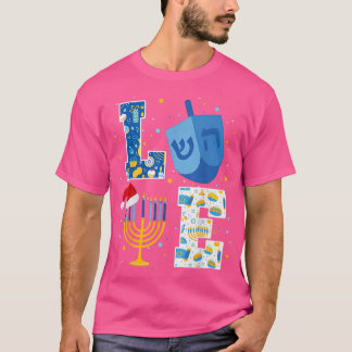 Camiseta Love Hanukkah Decorations Dreidel Menorah Chanukah