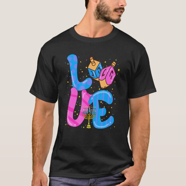 Camiseta Love Hanukkah Dreidel Happy Chanukkah Costuve Jewi (Anverso)