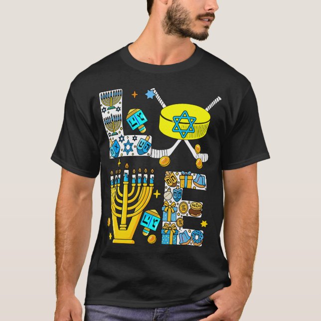Camiseta Love Hanukkah Menorah Costume Hockey Lover Player  (Anverso)