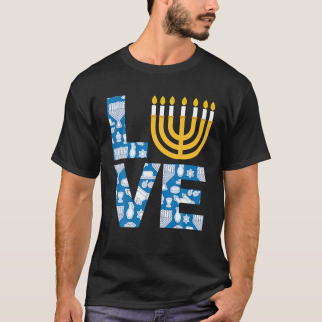 Camiseta Love Hanukkah Menorah Jewish Pajama Funny For Men (Anverso)