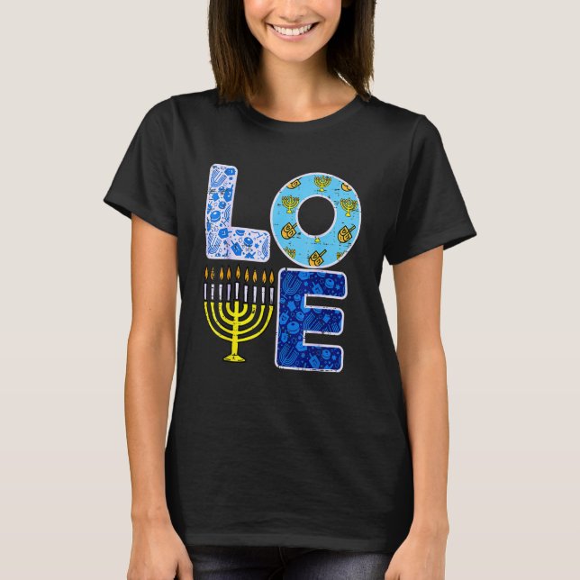 Camiseta Love Hanukkiah Menorah Jew Hanukkah Chanukah Men W (Anverso)