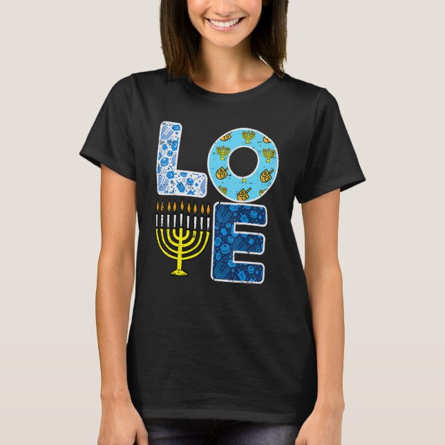 Camiseta Love Hanukkiah Menorah Jew Hanukkah Chanukah Men W (Anverso)