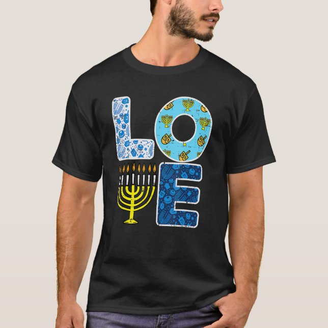 Camiseta Love Hanukkiah Menorah Jew Hanukkah Chanukah Men W (Anverso)