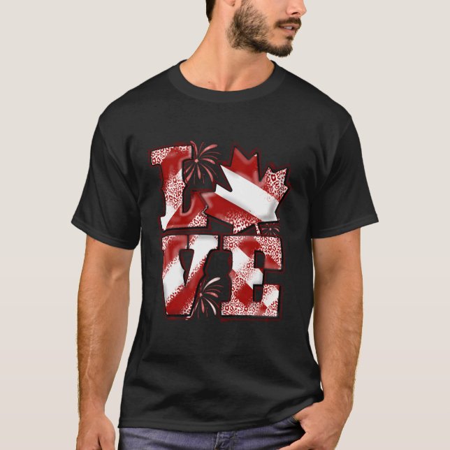 Camiseta Love Happy Canada Day Maple Leaf Western Leopard (Anverso)