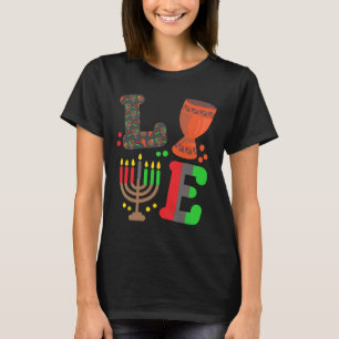 Camiseta Love Happy Kwanzaa African Map Kinara Candles Men