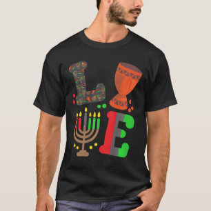 Camiseta Love Happy Kwanzaa African Map Kinara Candles Men