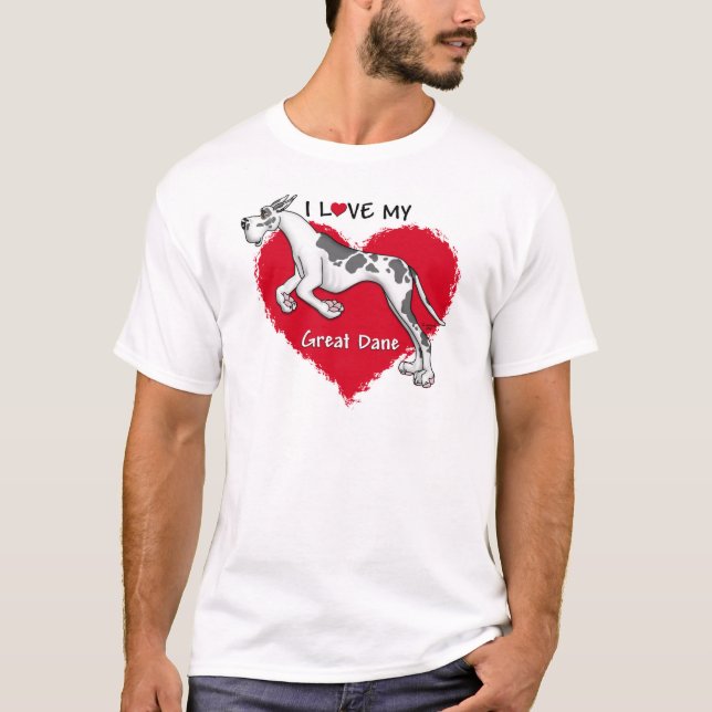 Camiseta Love Harlequin Great Dane (Anverso)
