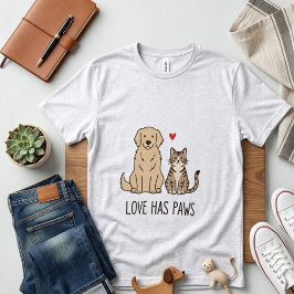 Camiseta Love Has Paws | Cute Minimalist Dog and Cat Illust