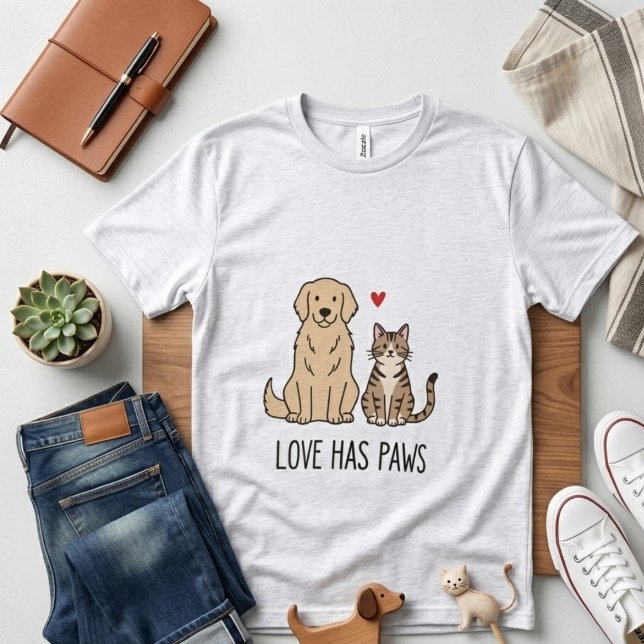 Camiseta Love Has Paws | Cute Minimalist Dog and Cat Illust (Subido por el creador)