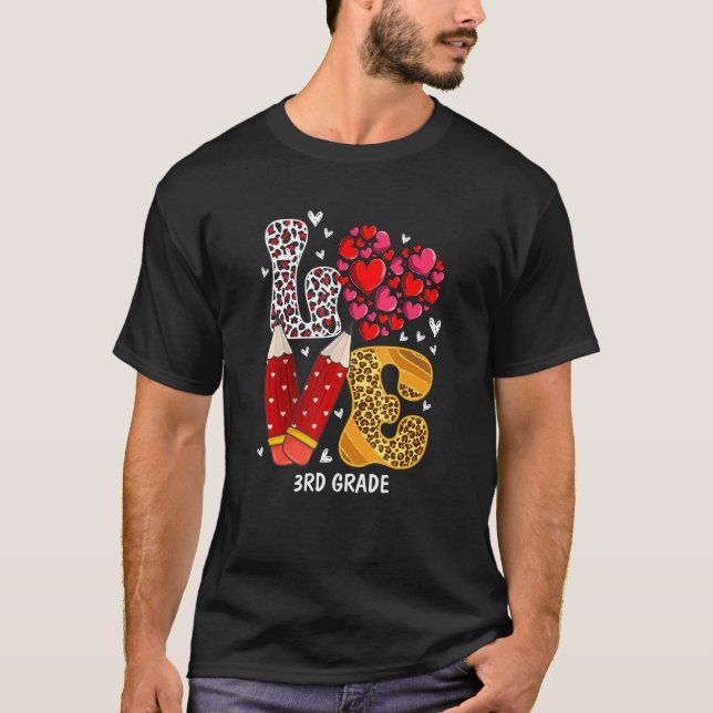 Camiseta LOVE Heart 3rd Grade Teacher Leopard Valentines Da (Anverso)