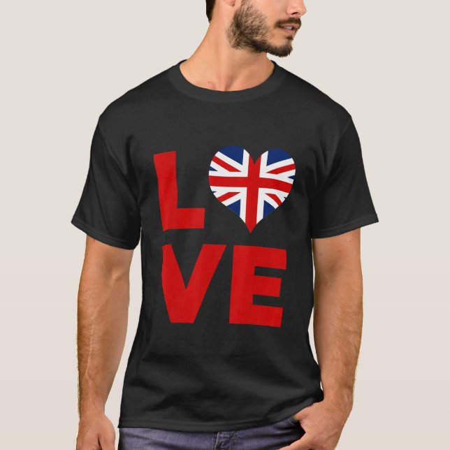 Camiseta Love Heart Bandera del Reino Unido (Anverso)
