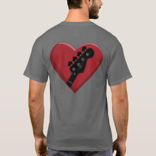 Camiseta Love Heart Bass Guitar w Amp Grill Music