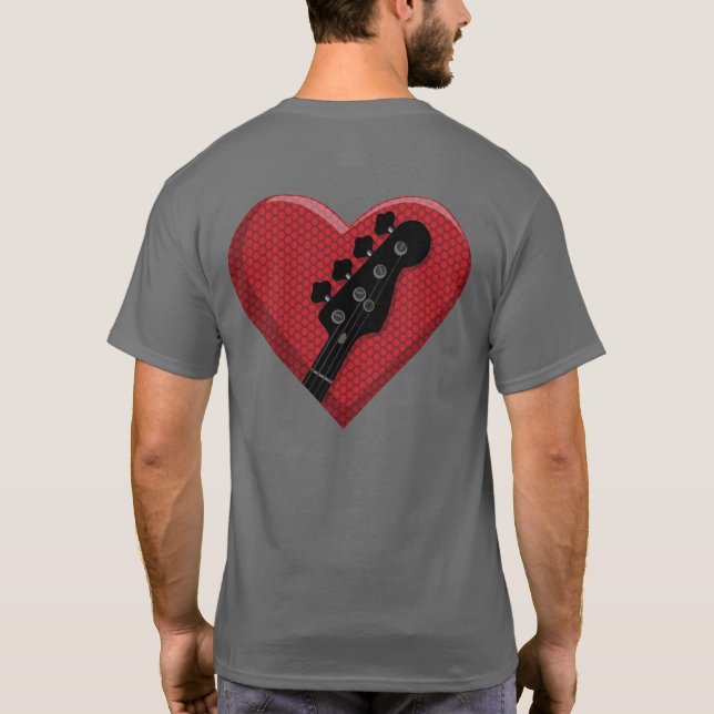 Camiseta Love Heart Bass Guitar w Amp Grill Music (Reverso)