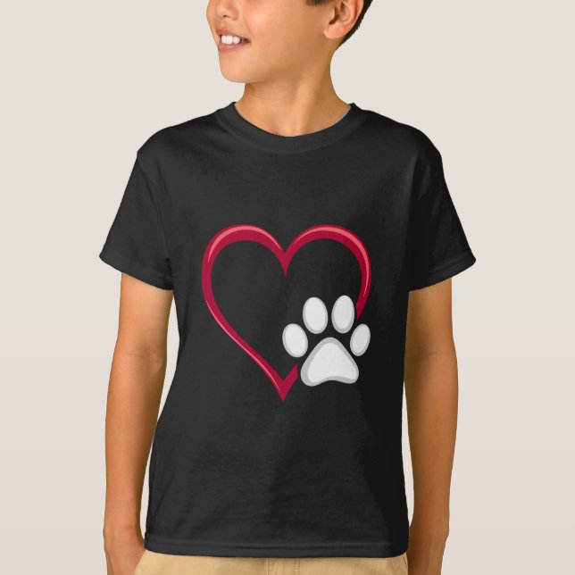 Camiseta Love Heart Dog Paw El día de San Valentín Dog Love (Anverso)