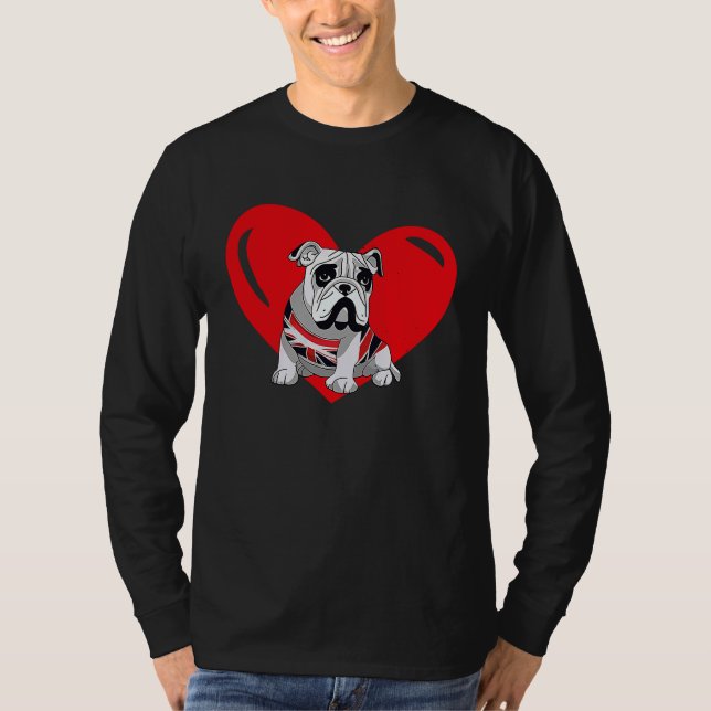 Camiseta Love Heart Graphic Valentine's Day English Bulldog (Anverso)