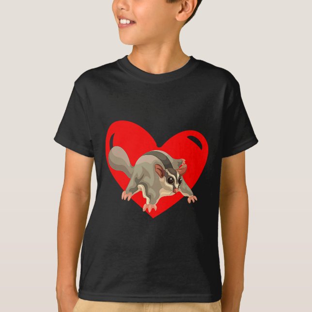 Camiseta Love Heart Graphic Valentines Day Sugar Glider Bo  (Anverso)
