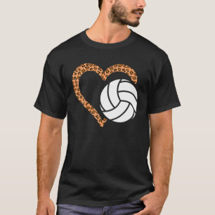 Camiseta Love Heart Leopard Volleyball Ball Sport Mom