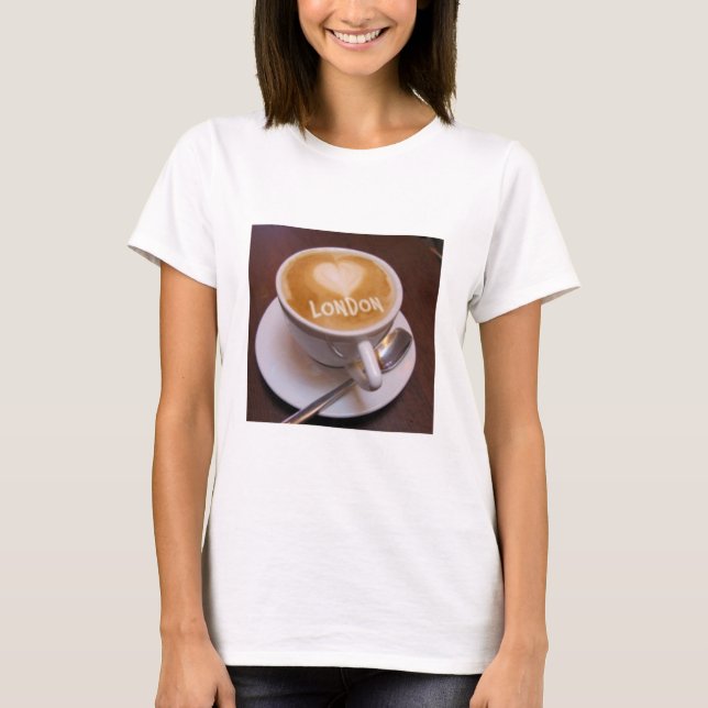 Camiseta Love Heart London Cappuccino Coffee Cup Mug T-shir (Anverso)