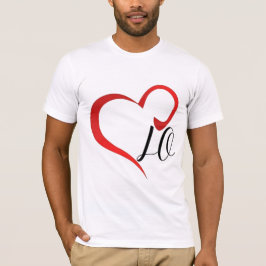 Camiseta Love Heart Monogram Custom Initials