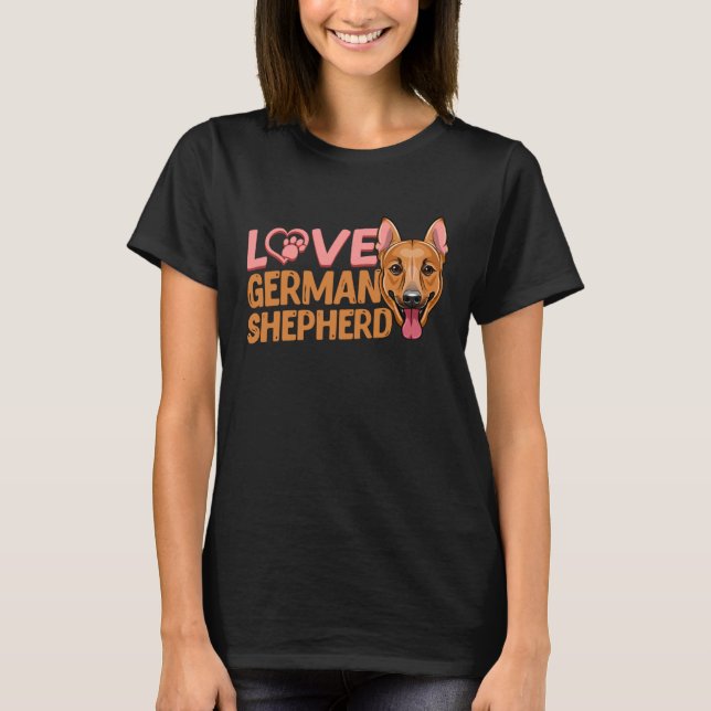 Camiseta Love Heart Paw German Shepherd Dog K9 (Anverso)