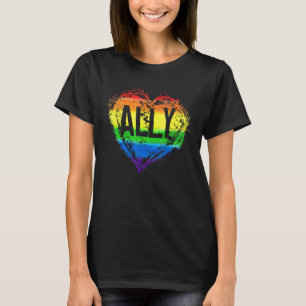 Camiseta Love Heart Rainbow Ally Lgbtq Lgbt Lesbian Gay Pri