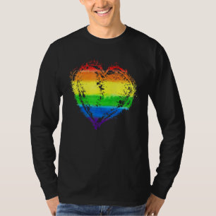 Camiseta Love Heart Rainbow Color Lgbt Lgbtq Lesbian Gay Pr