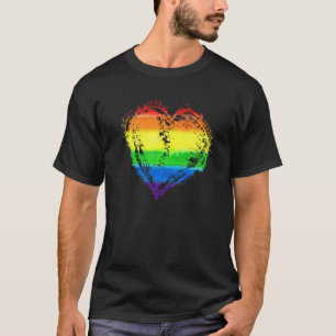 Camiseta Love Heart Rainbow Color Lgbt Lgbtq Lesbian Gay Pr