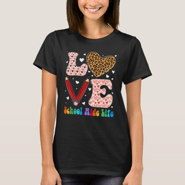 Camiseta Love Heart School Aide Life Leopard Plaid Red Vale (Anverso)