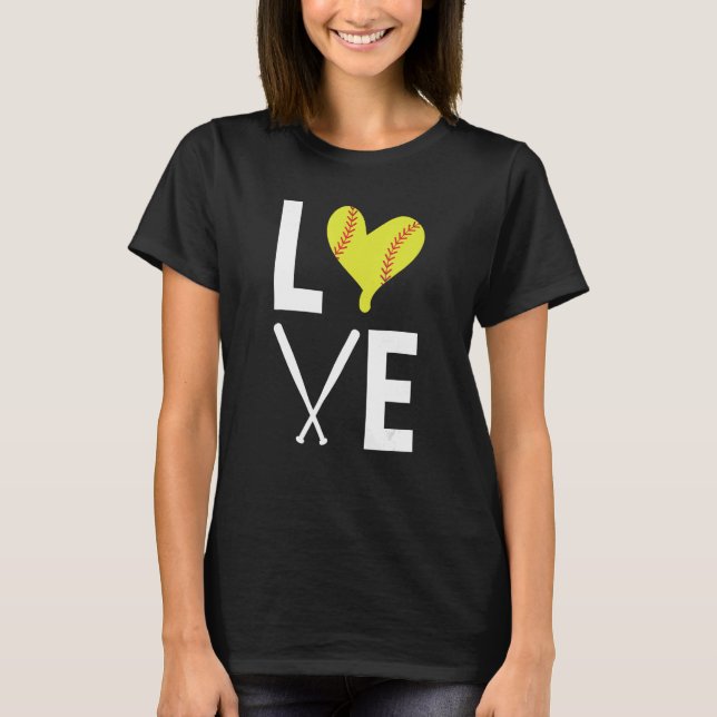 Camiseta Love Heart Shaped Ball Softball Bats (Anverso)