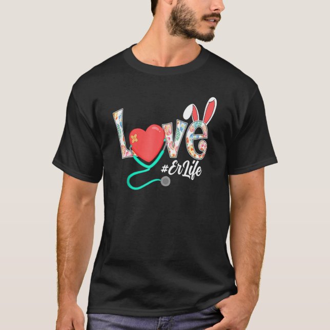 Camiseta Love Heart Stethoscope Er Cna Nurse Life Easter Da (Anverso)