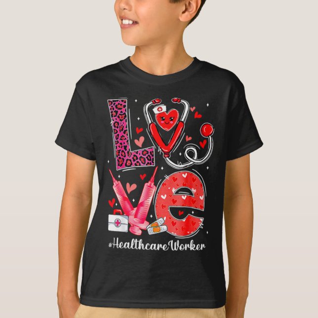 Camiseta Love Heart Stethoscope Healthcare Worker Funny Val (Anverso)