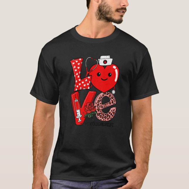 Camiseta Love Heart Stethoscope Oncology Nurse Life Valenti (Anverso)
