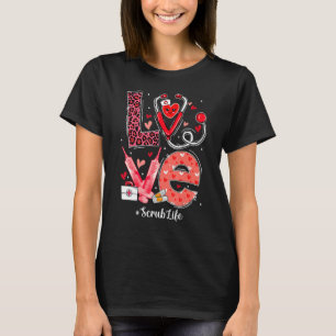 Camiseta LOVE Heart Stethoscope Scrub Life Enfermera Valent