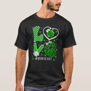 Camiseta LOVE Heart Stethoscope Syringe Enfermera St Patric