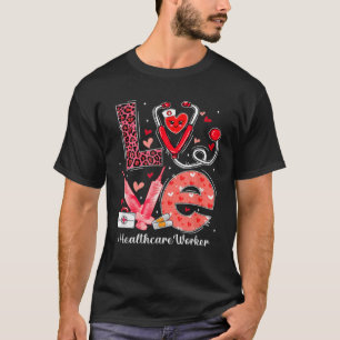 Camiseta LOVE Heart Stethoscope Trabajador de Salud Funny V