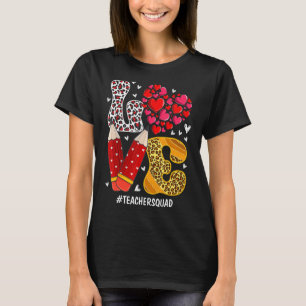 Camiseta LOVE Heart Teacher Squad Plaid Red Leopard Valenti