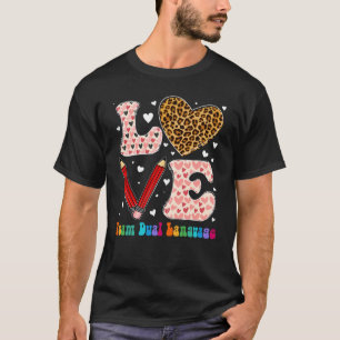 Camiseta Love Heart Team Dual Language Leopard Plaid Valent