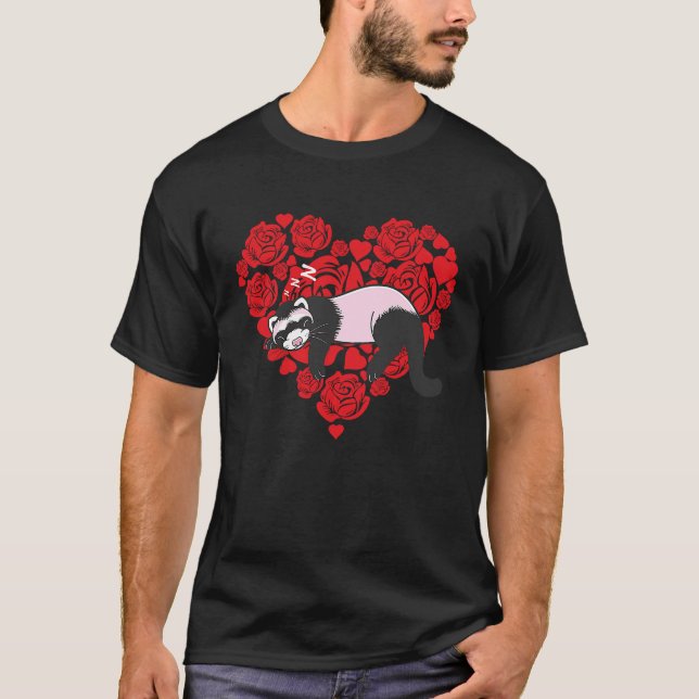 Camiseta Love Heart Valentine's Day Roses Ferrets Boys Kids (Anverso)
