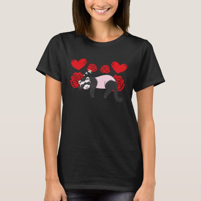 Camiseta Love Heart Valentine's Day Roses Ferrets Boys Kids (Anverso)