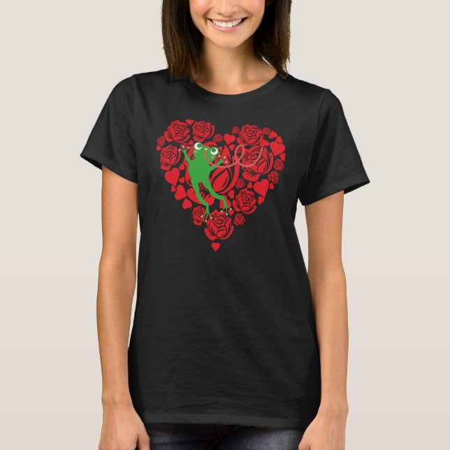 Camiseta Love Heart Valentine's Day Roses Frog Boys Kids (Anverso)