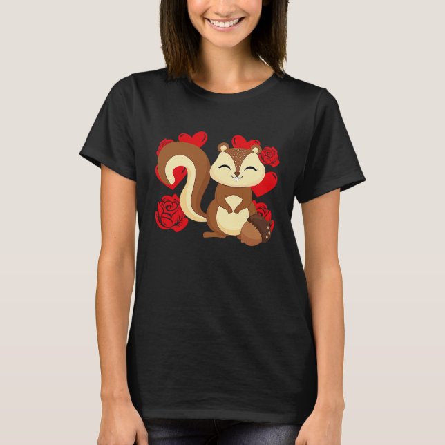 Camiseta Love Heart Valentine's Day Roses Squirrel Boys Kid (Anverso)