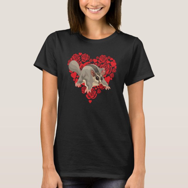 Camiseta Love Heart Valentine's Day Roses Sugar Glider Boys (Anverso)