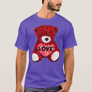 Camiseta Love Heart Vday Valentines Teddy Bear Red Mosaic