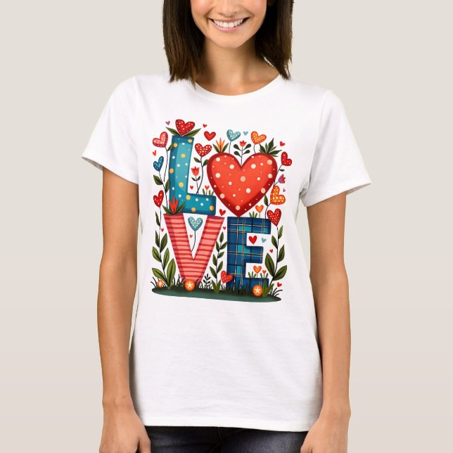 Camiseta LOVE - Herzen und Blumen (Anverso)