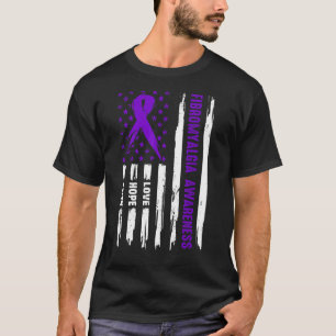 Camiseta Love Hope Faith Bandera Americana Purple Fibromial