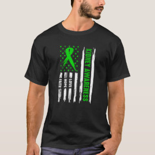 Camiseta Love Hope Faith Support Green American Flag Riney