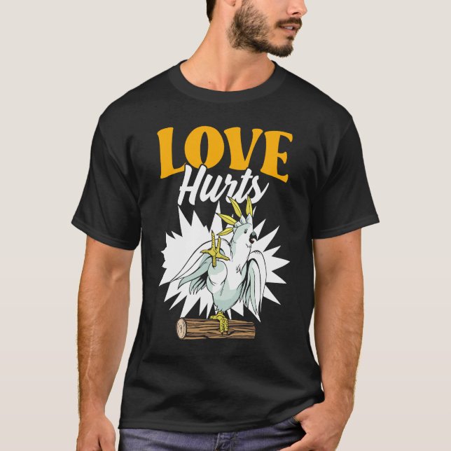 Camiseta Love Hurts Eclectus Male Parrot Biting Finger for  (Anverso)