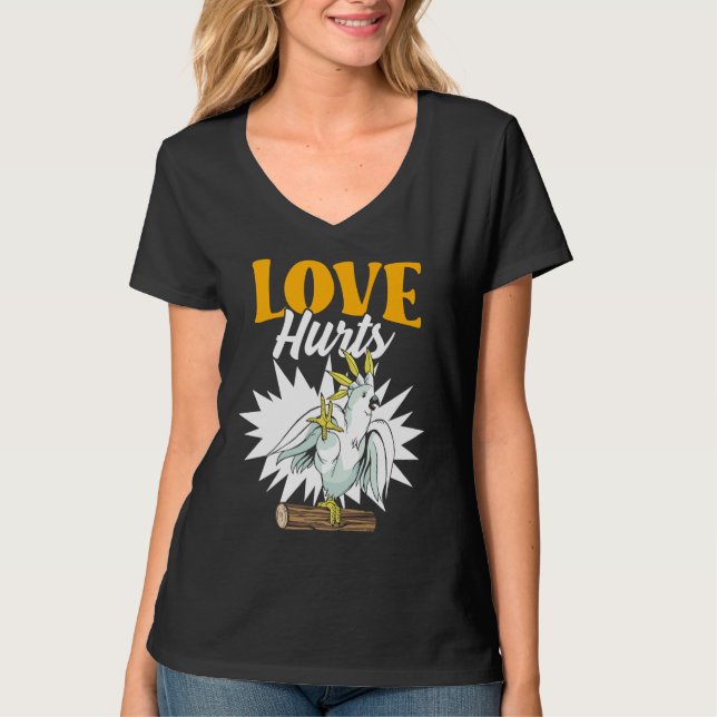 Camiseta Love Hurts Eclectus Male Parrot Biting Finger for  (Anverso)