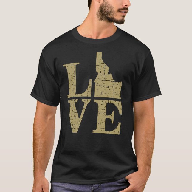 Camiseta Love Idaho Distressed Vintage ID Home Pride (Anverso)